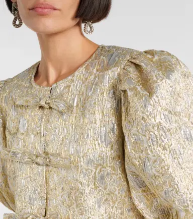 Ganni Puff-sleeve brocade top | Thumbnail 3