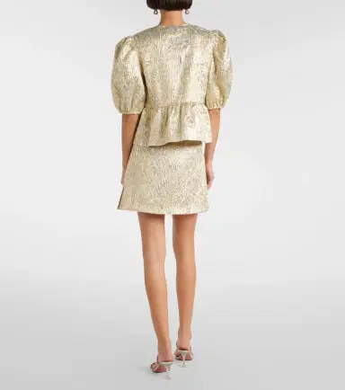 Ganni Puff-sleeve brocade top | Thumbnail 4