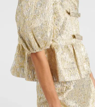 Ganni Puff-sleeve brocade top | Thumbnail 5