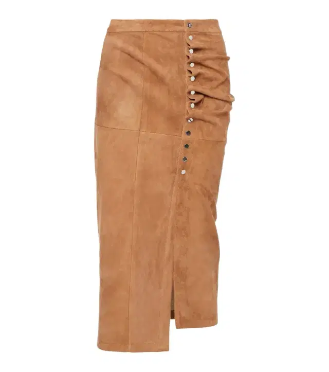 Rabanne Ruched suede midi skirt