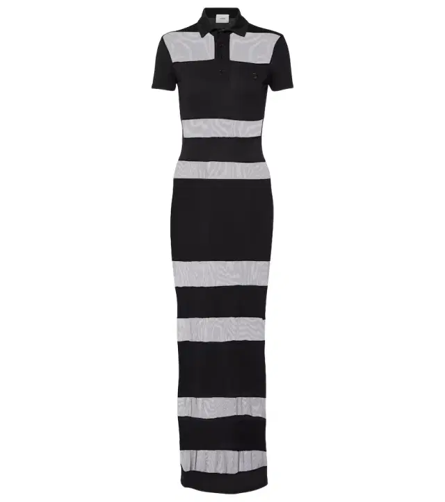 Striped shee-paneled maxi dress