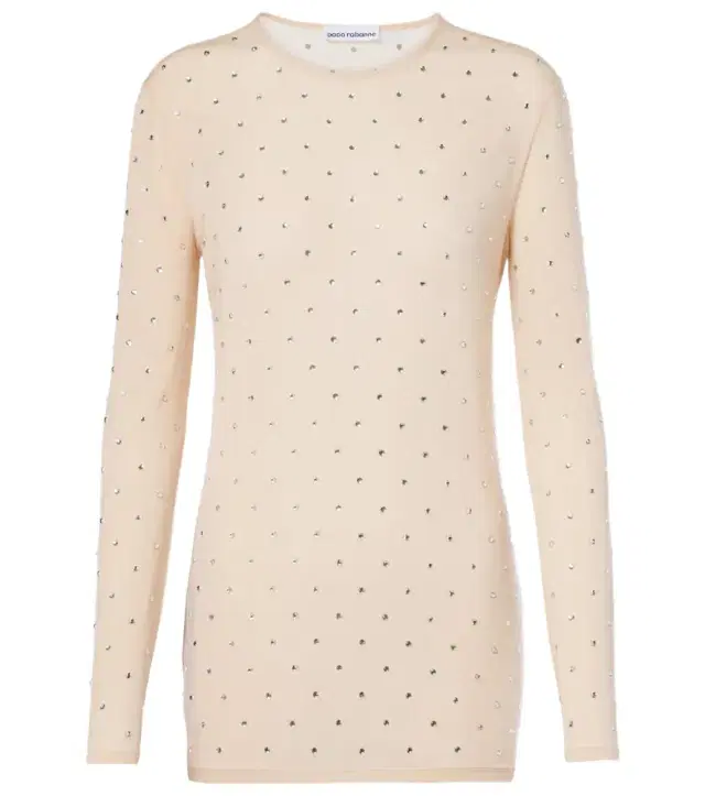 Rabanne Crystal-embellished semi-sheer top