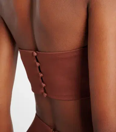 ADRIANA DEGREAS Shell-embellished cotton-blend bra top | Thumbnail 2