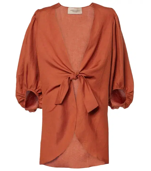ADRIANA DEGREAS Solid linen-blend shirt