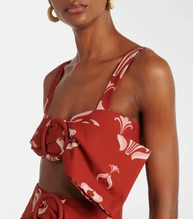 ADRIANA DEGREAS Printed cotton crop top | Thumbnail 4