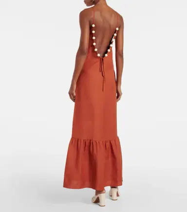 ADRIANA DEGREAS Linen-blend maxi dress | Thumbnail 3