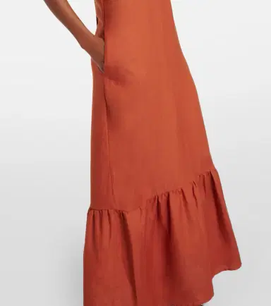 ADRIANA DEGREAS Linen-blend maxi dress | Thumbnail 5