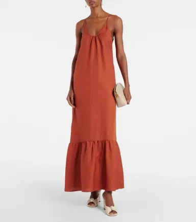 ADRIANA DEGREAS Linen-blend maxi dress | Thumbnail 6