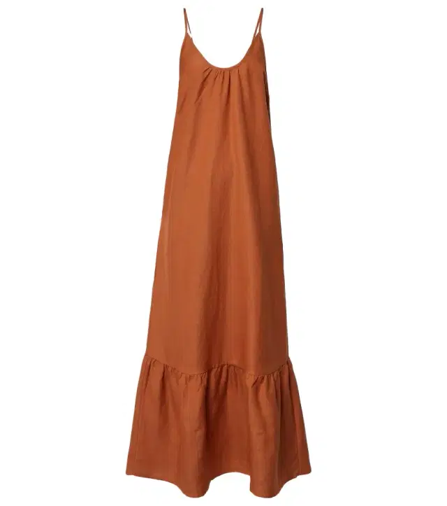 ADRIANA DEGREAS Linen-blend maxi dress