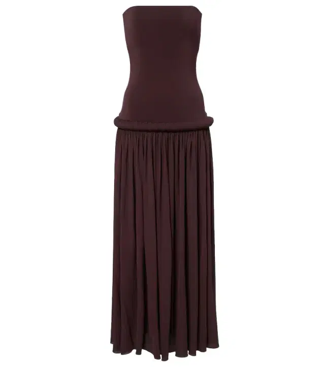 Alaïa Strapless gathered jersey maxi dress