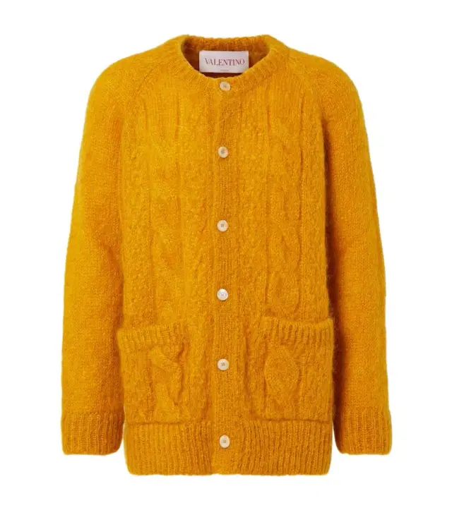 Valentino Cable-knit mohair-blend cardigan