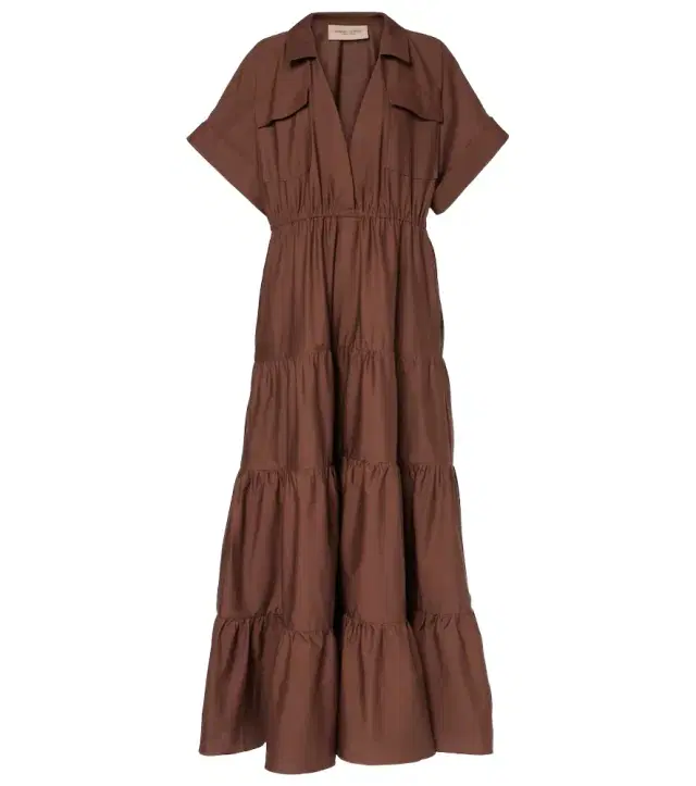 ADRIANA DEGREAS Tiered cotton shirt dress