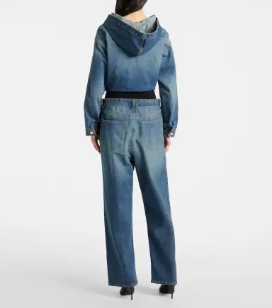 Alaïa Alaïa High-rise jersey-trimmed straight jeans | Thumbnail 3