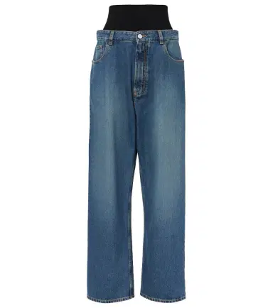 Alaïa Alaïa High-rise jersey-trimmed straight jeans | Thumbnail 1