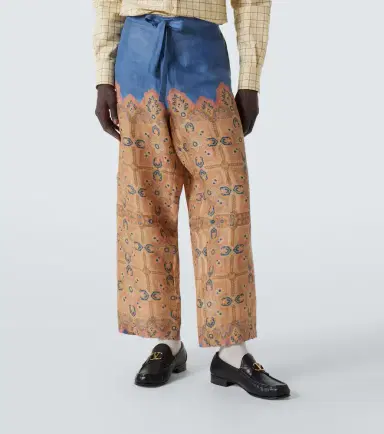 Valentino Printed linen wide-leg pants | Thumbnail 3