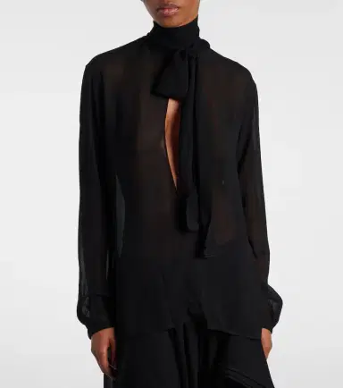 Alaia Alaïa Tie-neck georgette blouse | Thumbnail 6