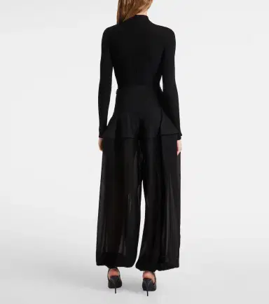 Alaïa Alaïa Peplum georgette wide-leg pants | Thumbnail 2