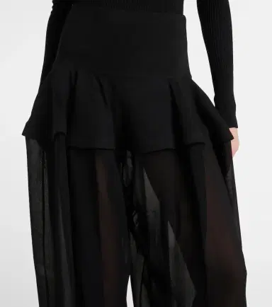 Alaïa Alaïa Peplum georgette wide-leg pants | Thumbnail 5