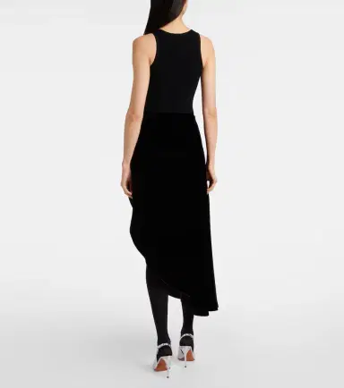 Alaïa Alaïa Asymmetric velvet midi skirt | Thumbnail 2