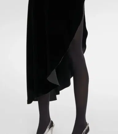 Alaïa Alaïa Asymmetric velvet midi skirt | Thumbnail 3