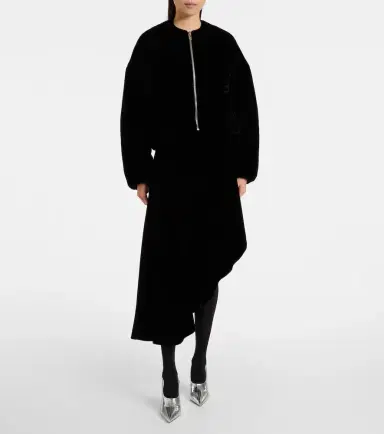 Alaïa Alaïa Asymmetric velvet midi skirt | Thumbnail 4