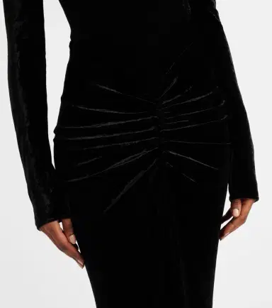 Alaïa Alaïa Ruched velvet midi dress | Thumbnail 4 Alaïa Alaïa Ruched velvet midi dress | Thumbnail 4
