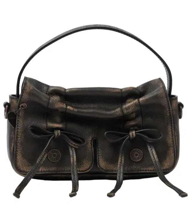 Micro bow-detail leather shoulder bag