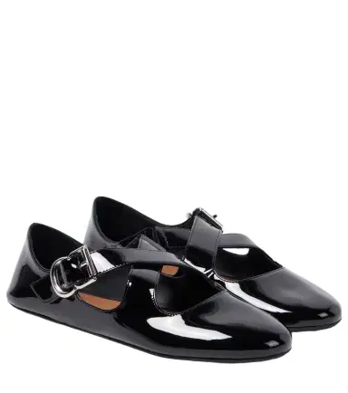 Alaïa Alaïa Criss Cross patent leather ballet flats | Thumbnail 1