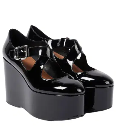 Alaïa Alaïa Criss Cross patent leather wedges | Thumbnail 1 Alaïa Alaïa Criss Cross patent leather wedges | Thumbnail 1