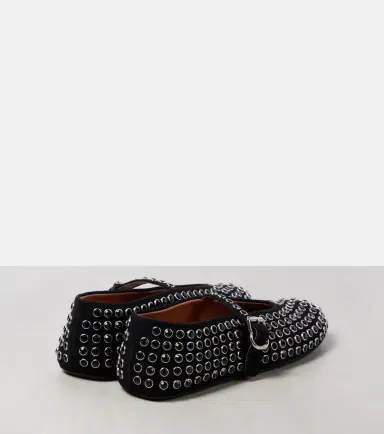 Alaïa Alaïa Crystal-embellished suede ballet flats | Thumbnail 3 Alaïa Alaïa Crystal-embellished suede ballet flats | Thumbnail 3