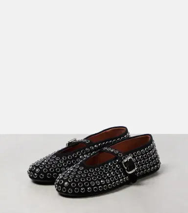 Alaïa Alaïa Crystal-embellished suede ballet flats | Thumbnail 4 Alaïa Alaïa Crystal-embellished suede ballet flats | Thumbnail 4
