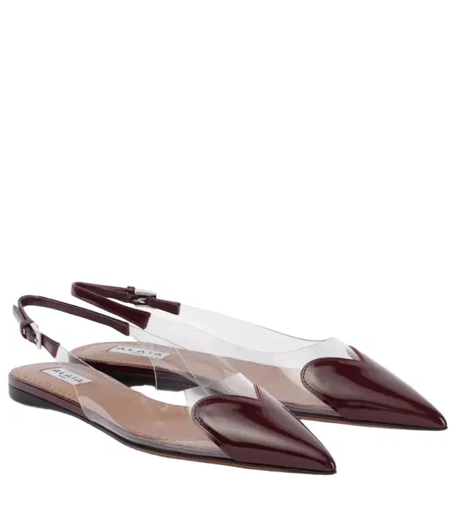 Alaia Alaïa Le Caur patent leather and PU slingback flats