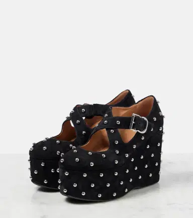 Alaïa Alaïa Crisscrossed studded suede ballet flats | Thumbnail 3