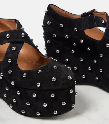 Alaïa Alaïa Crisscrossed studded suede ballet flats | Thumbnail 5
