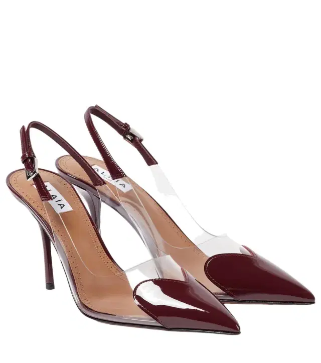 Alaia Alaïa Le Caur 90 leather and PU slingback pumps