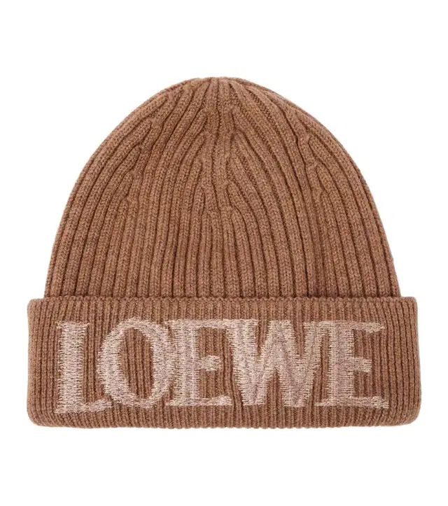 Logo ribbed-knit wool-blend beanie