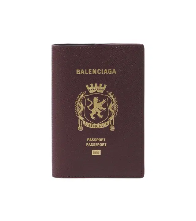 Logo leather passport holder