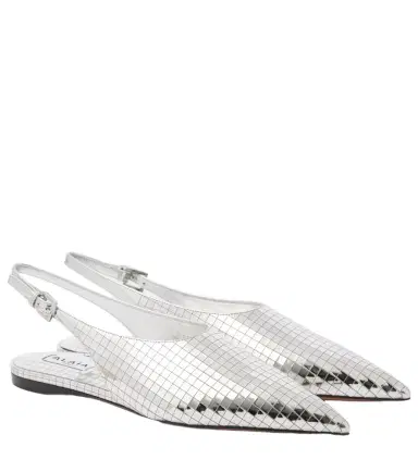 Alaia Alaïa Art Deco mirrored leather slingback flats | Thumbnail 1 Alaia Alaïa Art Deco mirrored leather slingback flats | Thumbnail 1