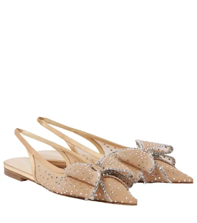 Mach & Mach Le Cadeau embellished tulle slingback flats
