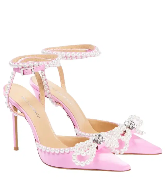 Mach & Mach Double Bow 110 embellished satin pumps
