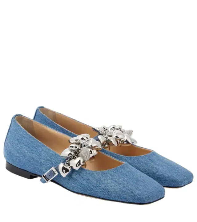 Mach & Mach Puffy Heart denim Mary Jane flats