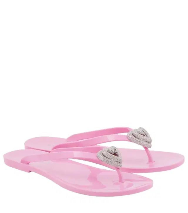Mach & Mach Double Heart embellished thong sandals