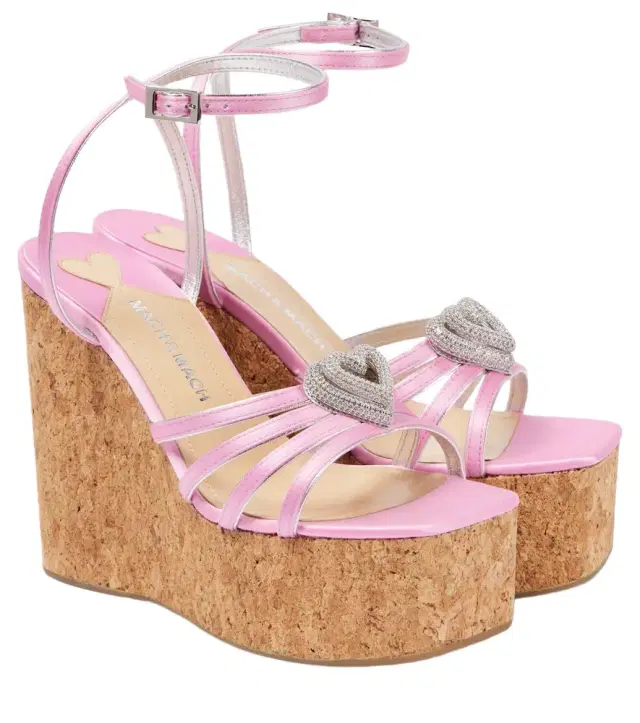 Mach & Mach Double Heart satin sandals