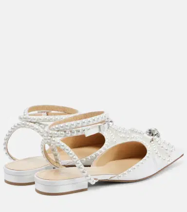 Mach & Mach Double Bow embellished satin ballet flats | Thumbnail 2