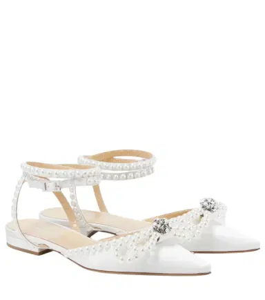 Mach & Mach Double Bow embellished satin ballet flats | Thumbnail 1