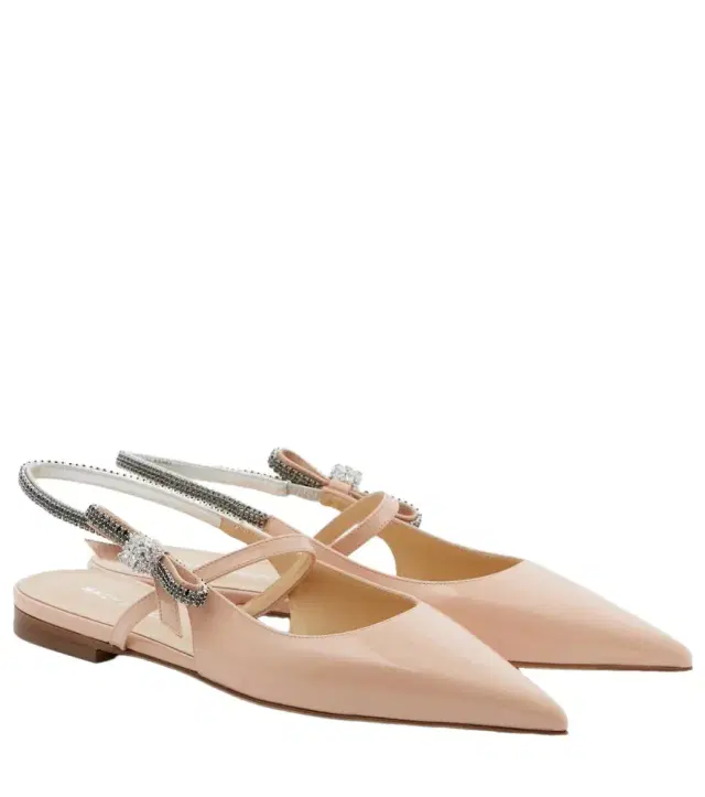 Mach & Mach Crystal Cube patent leather slingback flats