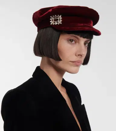 Roger Vivier Baker Boy velvet newsboy cap | Thumbnail 2