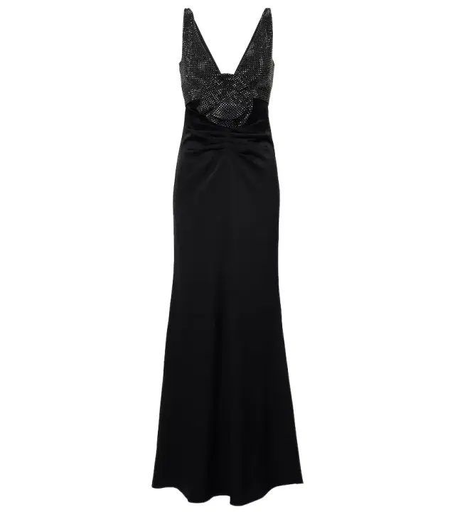 Roland Mouret Floral-appliqué embellished satin crêpe gown