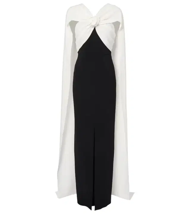 Roland Mouret Caped floral-appliqué cady gown