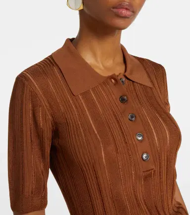 Frame Laddered ribbed-knit polo shirt | Thumbnail 2
